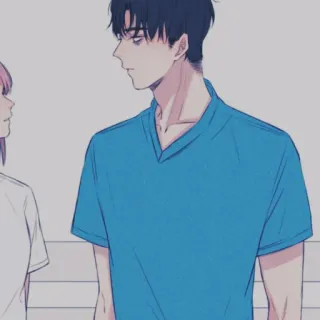 🐾 eeb7f4dd Аниме, Мужчина, Синяя Рубашка, Мультфильм telegram sticker