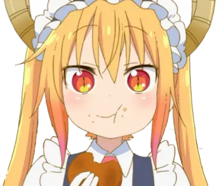 😐 0363cf29 Tohru Miss Kobayashi's Dragon Maid Anime, Dragon, Mignon, Servante, Nourriture, Dessin animé telegram sticker