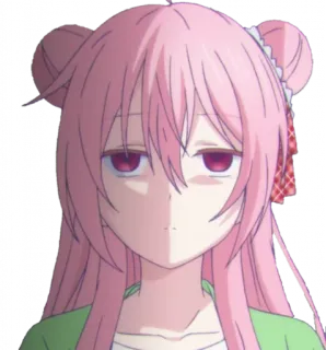 😑 2a163f91 Animé, Fille, cheveux roses, mignon, dessin animé, Manga telegram sticker