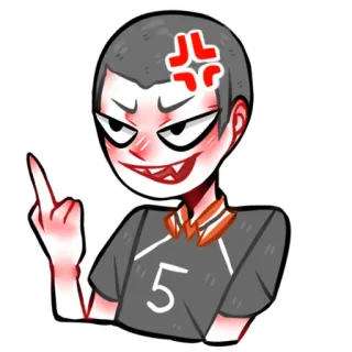 🖕 5779762f dedo corazón, gesto ofensivo, anime, dibujos animados, ira, personaje telegram sticker
