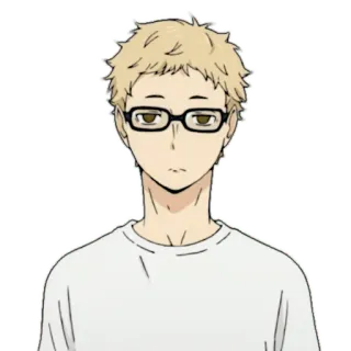 😐 0baa768a Kei Tsukishima Haikyuu!! 츠키시마, 하이큐, 애니, 만화, 캐릭터, 안경 telegram sticker