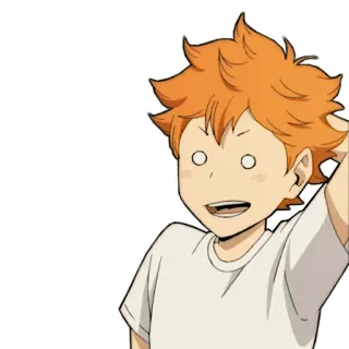 😄 0cf48480 Hinata Shoyo Haikyuu!! 하이큐!!, 애니메이션, 히나타 쇼요, 스티커, 만화, 캐릭터, 주황색 머리 telegram sticker