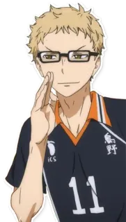 🤭 65c5bcc1 Kei Tsukishima Haikyuu!! 动漫, Kei, 月岛, 排球少年, 排球, 眼镜, 角色 telegram sticker