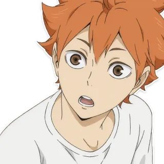 😦 8d341d75 Hinata Shoyo Haikyuu!! 动漫, 排球, 震惊, 男孩, 橘色头发 telegram sticker