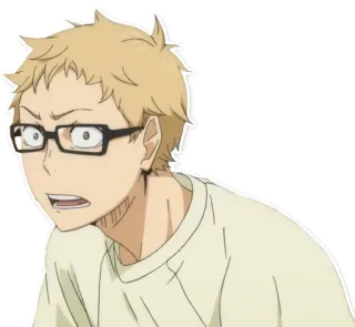 😨 999f8138 Kei Tsukishima Haikyuu 动漫, 漫画, 月岛, 排球, 萤 telegram sticker