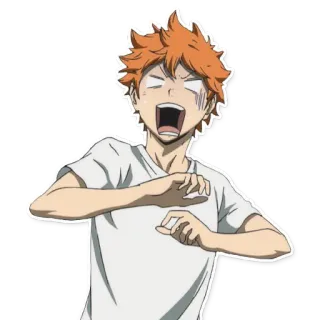 😱 ab33b106 Hinata Shoyo Haikyuu!! 动漫, 排球少年, 男孩, 兴奋, 少年, 排球 telegram sticker
