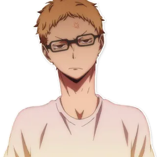 😡 ad6129ce Kei Tsukishima Haikyuu!! 动漫, 月岛, 排球少年, 排球, 眼镜, 生气 telegram sticker