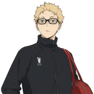 😐 ca30e98a Kei Tsukishima Haikyuu!! 动漫, 排球, 眼镜, 月岛萤, 排球少年 telegram sticker