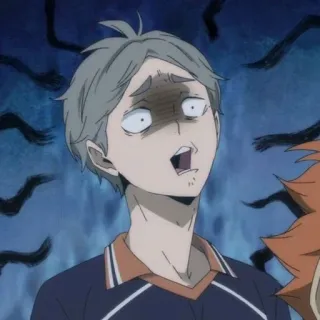 😠 775a352d Sugawara Koushi Haikyuu!! anime, haikyuu, sugawara, koushi, shocked, frightened, meme telegram sticker