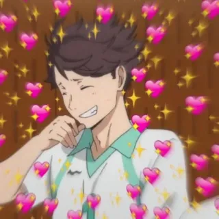 💖 9d7f45a5 Oikawa Tooru Haikyuu!! anime, haikyuu, oikawa, tooru, hearts, smiling, cute telegram sticker