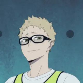 😏 e0d58bd7 Kei Tsukishima Haikyuu Kei Tsukishima, Haikyuu, anime, glasses, blonde hair telegram sticker