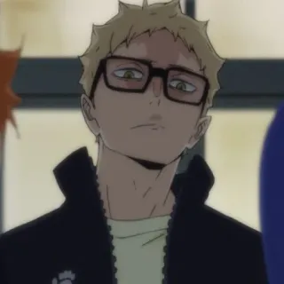 🤨 fcd59222 Kei Tsukishima Haikyuu!! anime, haikyuu, kei tsukishima, tsukishima, glasses, volleyball telegram sticker