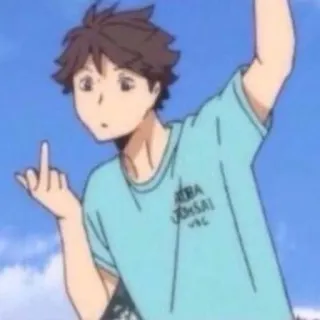 🌟 99fadffc Oikawa Tooru Haikyuu!! Aoba Johsai Anime, Haikyuu, Dedo corazón, Oikawa, Aoba Johsai, Ofensivo telegram sticker