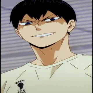 😏 55141d13 Tobio Kageyama Haikyuu!! ICS アニメ, ハイキュー!!, 影山, 飛雄, バレーボール, 怒り, ニヤリ, アニメキャラ telegram sticker