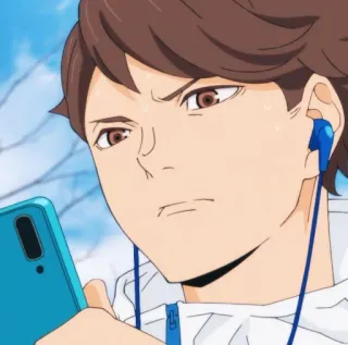 ๐ญ 4191b8db Oikawa Tooru Haikyuu!! anime, volleyball, athlete, sports anime, smiling, cute telegram sticker