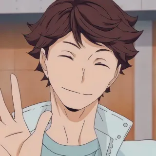 ๐ญ 9ff3d8ac Oikawa Tooru Haikyuu!! anime, smile, oikawa, haikyuu, character, waving telegram sticker