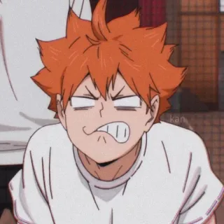 ๐ญ c4152cb4 Hinata Shoyo Haikyuu!! anime, haikyuu, hinata shoyo, funny, expression telegram sticker