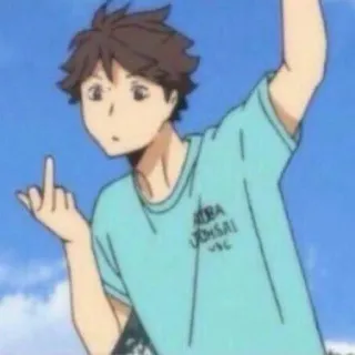 🏐 66b9f368 Oikawa Tooru Haikyuu!! Aoba Johsai Anime, Oikawa, Haikyuu, Stinkefinger, Beleidigend whatsapp sticker