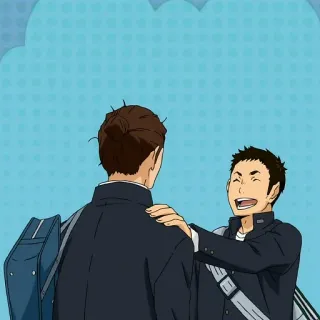 🏐 200e928c Anime, Uniformes escolares, Amistad, Dibujos animados, Abrazos, Japonés telegram sticker