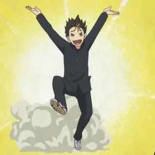 🏐 5bd907d5 Nishinoya Yu Haikyu!! Anime, Haikyuu, Nishinoya, Voleibol, Deportes, Personaje, Celebración telegram sticker