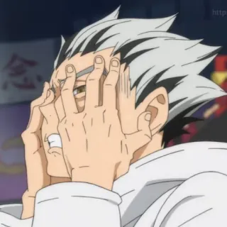 🤡 12fb8c61 Bokuto Koutarou Haikyuu!! 动漫, 排球少年, 木兔, 沮丧, 生气, 排球, 光太郎 telegram sticker