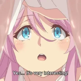 😧 0608782c Yes... It's very interesting! anime, garota, curiosa, interessada, cabelo rosa telegram sticker