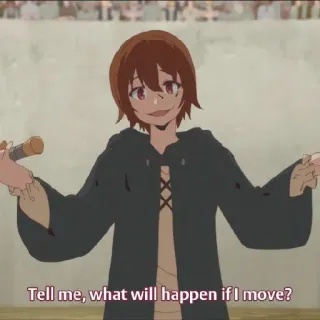 😁 361eca02 Tell me, what will happen if I move? Anime, Pergunta, Mangá, Personagem, Expressão telegram sticker