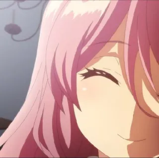 🙂 4d4b377a anime, cabelo rosa, sorrindo, mulher telegram sticker