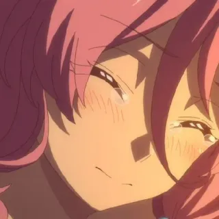 😢 52fbc70f anime, chorando, emocional, cabelo rosa, garota telegram sticker