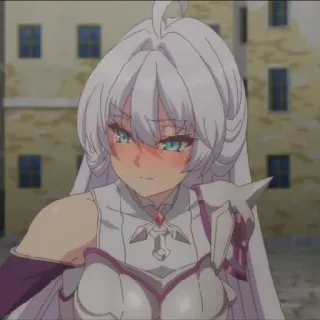 😳 5511aa8d anime, garota, cabelo branco, ruborizar, fantasia, armadura telegram sticker