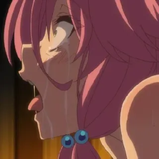 😭 57ecca6f anime, chorando, triste, emocional, cabelo rosa telegram sticker