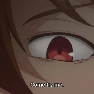 😒 82b36ff7 Come try me. Anime, Olho, Vermelho, Close-up telegram sticker