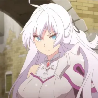 😡 9140300d Anime, Feminino, Cabelo branco, Armadura, Sério, Fantasia telegram sticker