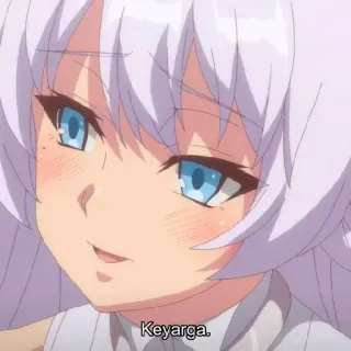 ☺️ e4169a21 Keyarga Keyarga. anime, cabelo branco, olhos azuis, sorrindo, personagem telegram sticker