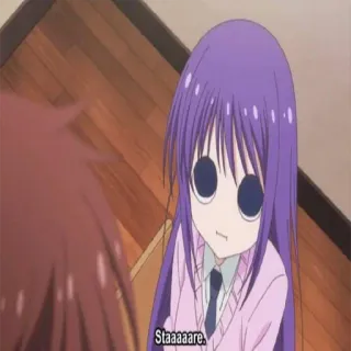 🥺 96631a2f Staaaaare. 动漫, 女孩, 紫色头发, 凝视, 搞笑, 可爱 telegram sticker