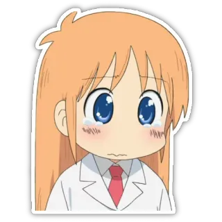 😪 30f46cf9 Hakase Shinonome Nichijou 动漫, 博士, 日常, 哭泣, 可爱, 贴纸 telegram sticker