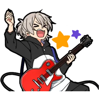 🎸 0951f5e3 Anime, Gitaar, Muziek, Cartoon, Muzikant, Blij, Gitaar spelen telegram sticker