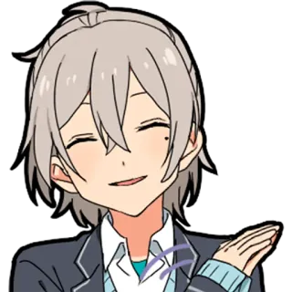 👏 15e9edc5 anime jongen, grijs haar, glimlachend, cartoon, schattig, portret telegram sticker