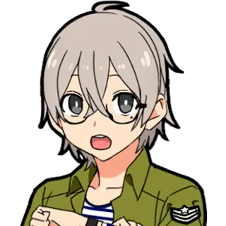 ⏳ 5d9b154b Anime, Jongen, Grijs Haar, Portret, Cartoon telegram sticker