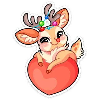 ❤️ 19857b2c veado, animal, natal, coração, fofo, rena whatsapp sticker