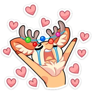🥰 401df32f veado, rena, chorando, emoções, corações, festivo, feriado whatsapp sticker