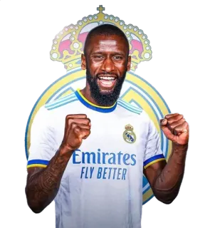 😃 905e79b6 football, soccer, sports, athlete, real madrid, rudiger whatsapp sticker