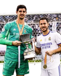 🇧🇪 bd3ea9f5 soccer, courtois, hazard, real madrid, trophy, football, players whatsapp sticker