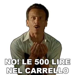 🛒 1c4b2952 NO! LE 500 LIRE NEL CARRELLO อิตาลี, เงิน, ช้อปปิ้ง, ตลก, สีหน้า telegram sticker