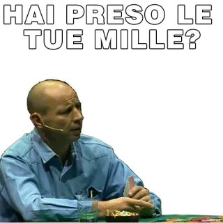 🤨 42fa693c HAI PRESO LE TUE MILLE? โป๊กเกอร์, เกมไพ่, อิตาลี, คำถาม, เงิน, การพนัน telegram sticker