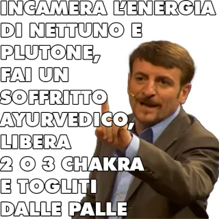 🖕 648caaca INCAMERA L'ENERGIA DI NETTUNO E PLUTONE, FAI UN SOFFRITTO AYURVEDICO, LIBERA 2 O 3 CHAKRA E TOGLITI DALLE PALLE มีม, อิตาลี, ขำขัน, สีหน้า telegram sticker