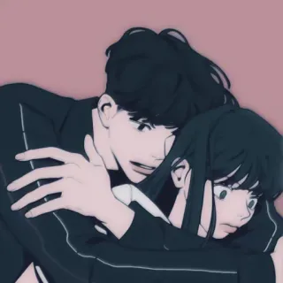 📖 5a13b87b peluk, pasangan, cinta, anime, manga, hubungan, kasih sayang telegram sticker