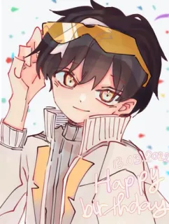 😊 94561541 Happy Birthday! 애니메이션, 생일, 축하, 안경 telegram sticker