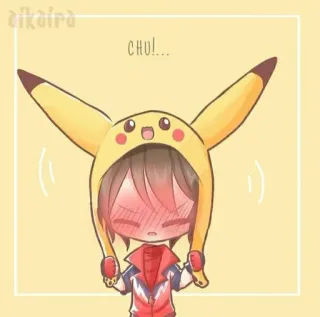 😫 95252648 CHU!... 귀여운, 애니메이션, 피카츄, 모자, 포켓몬 telegram sticker