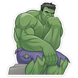 🤔 4d61fcd8 Hulk Hulk, Marvel, superhero, hijau, berotot, berpikir telegram sticker